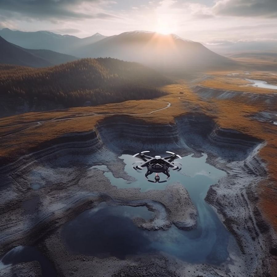 Aerial VR drone capturing breathtaking landscape