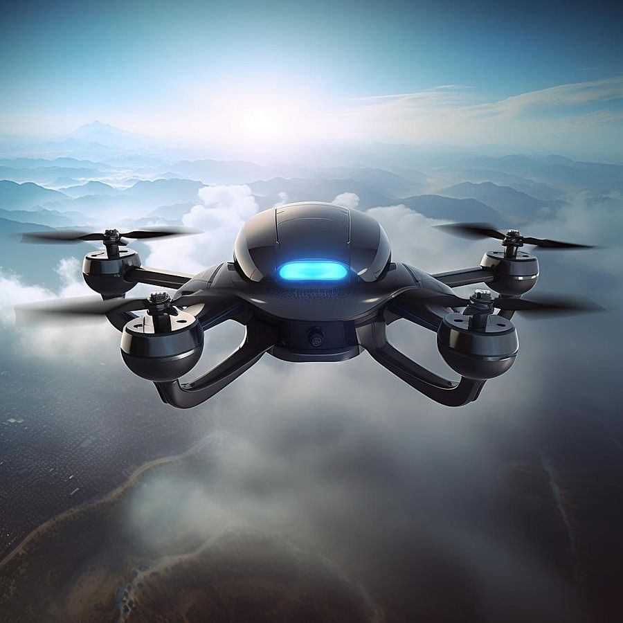 Sharper Image drone in flight