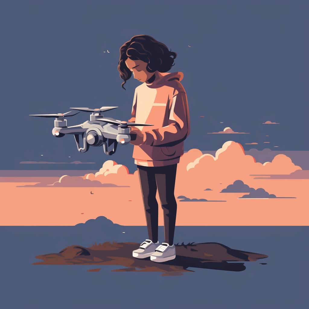 A child inspecting a drone before flight