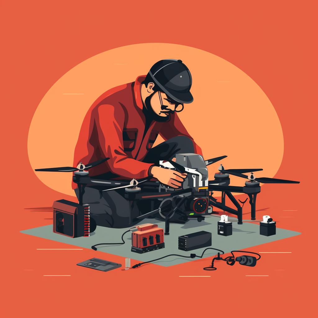 A technician repairing a drone