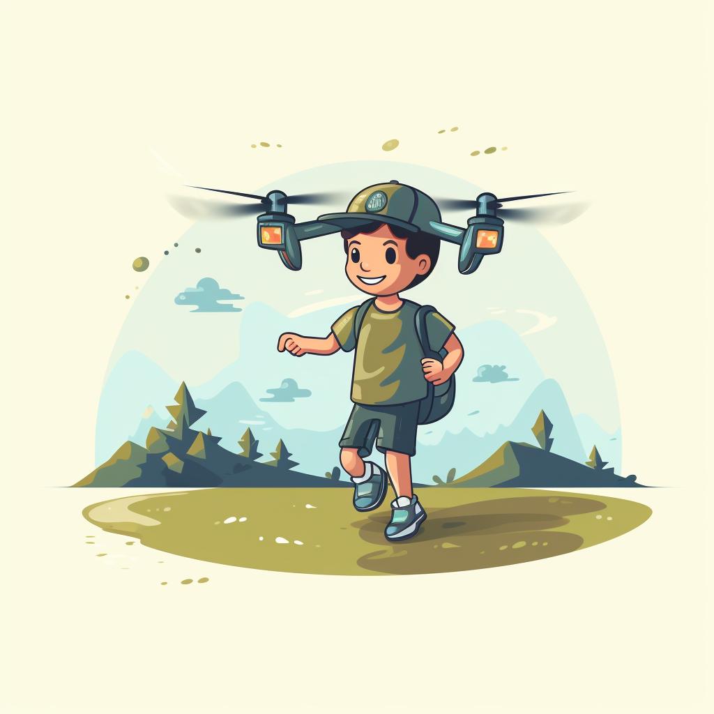 A child practicing drone takeoff and landing