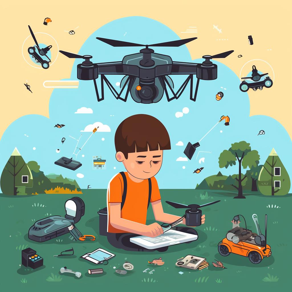 A child learning emergency procedures for drone operation