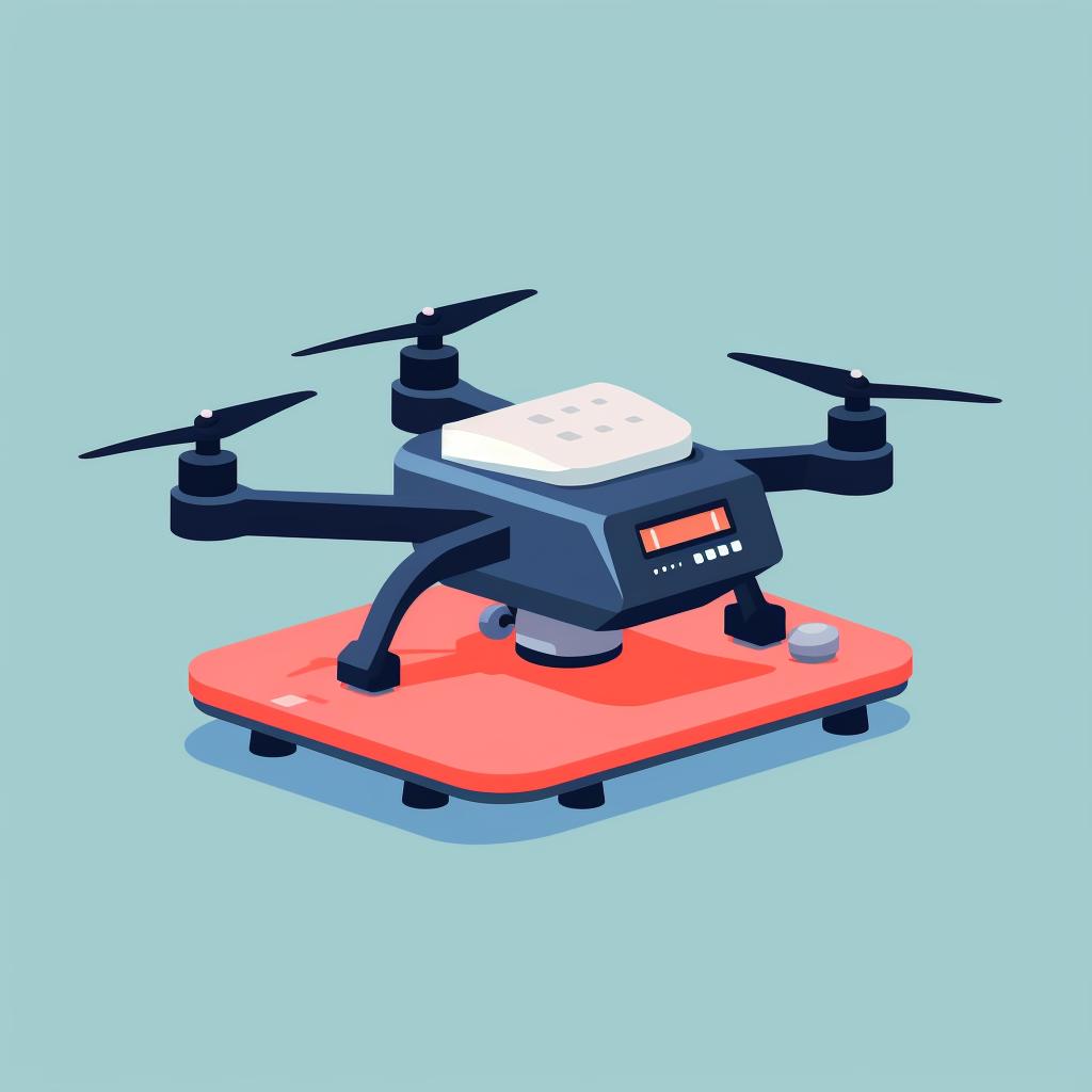 A drone on a weighing scale