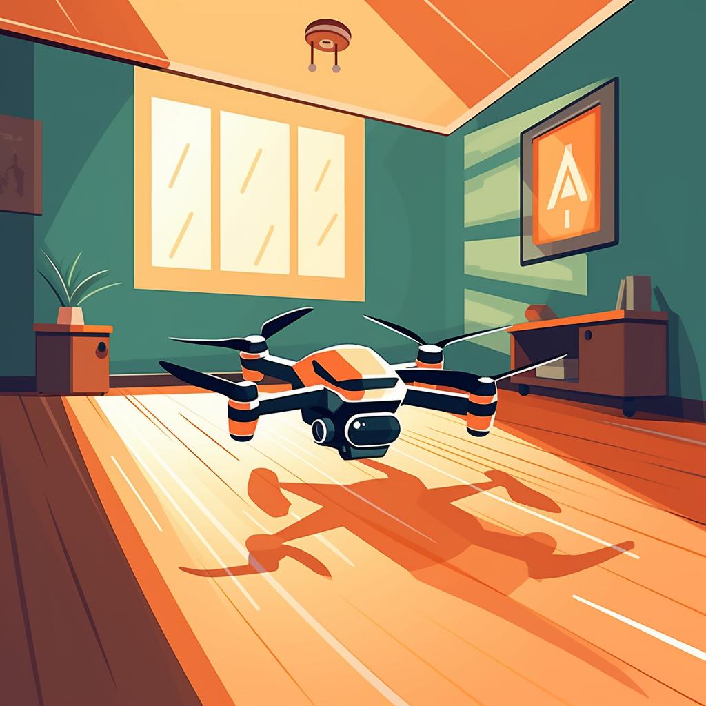 A drone performing a smooth turn in an indoor setting