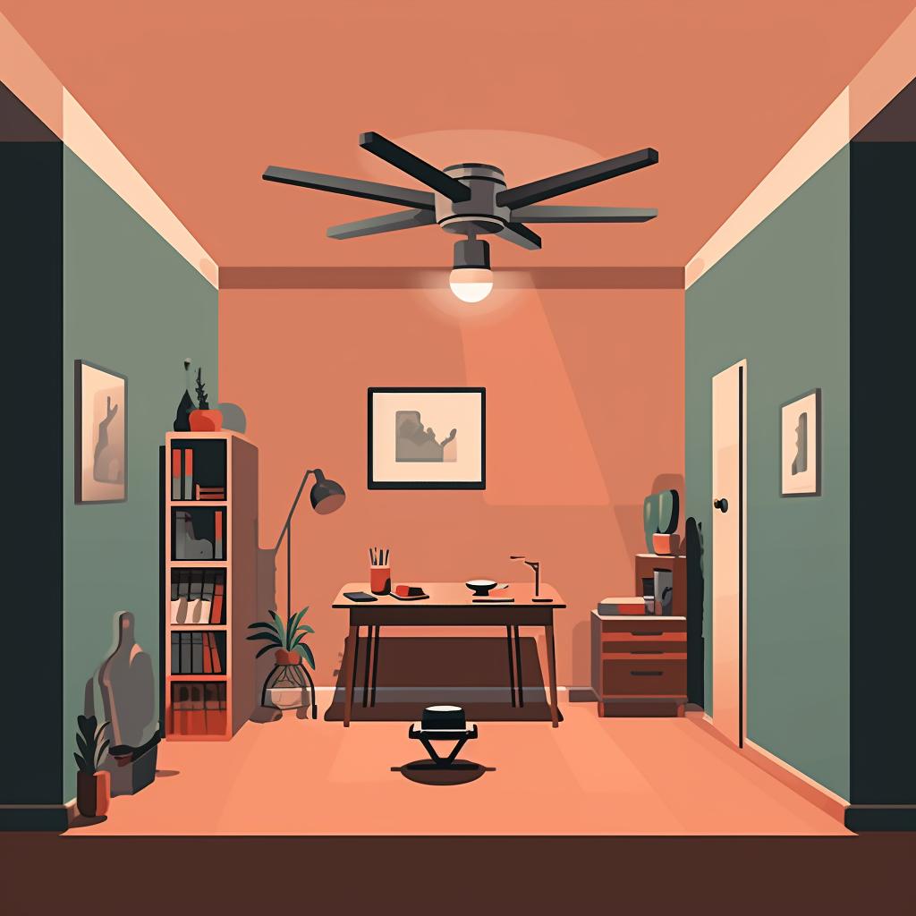 A drone flying in a small, uncluttered indoor space